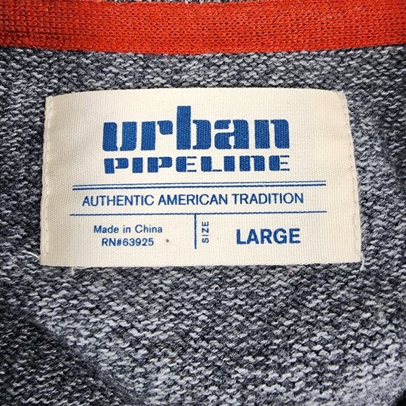 Urban Pipeline Sweater Mens Large Gray/Red Dad Cardigan Shawl Collar - Picture 3 of 8